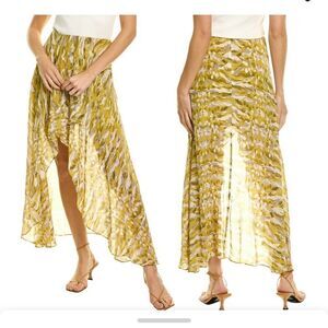 ALL SAINTS Slvina Hi-Low Skirt with mini skirt liner Yellow Pattern Size 0 NWT